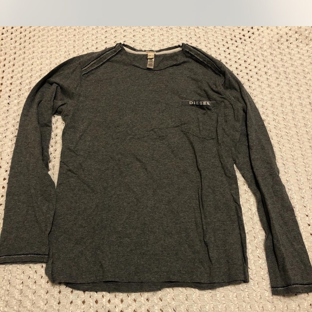 Diesel Men's Charcoal Long Sleeve Tee
